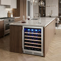 52 bottles wine cooler 5.12 Cu.ft compressor air cooling single temperature zone wine mini fridge With blue light & door lock & automatic defrosting