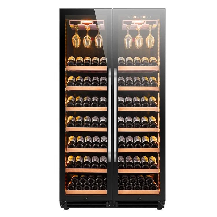 JiuFu Thermoelectric Dual Zone Wine Cooler Cellar Wine Cooling Fridge Corner Wine bar Cabinet for Home