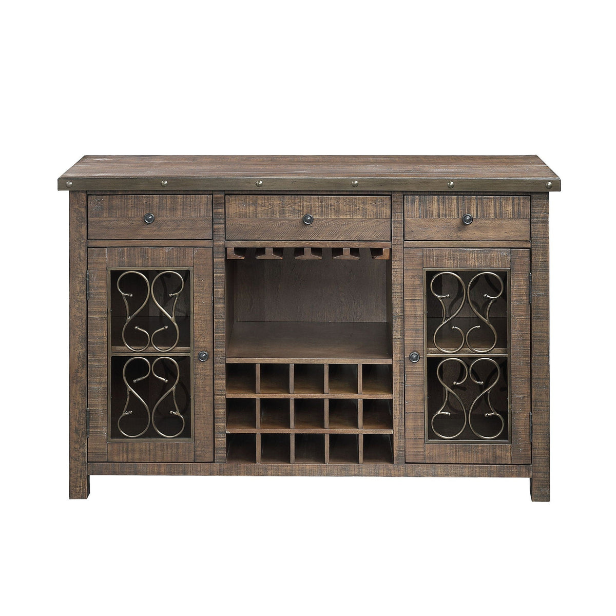 Raphaela Server With Cup Holder & Wine Rack - Cherry