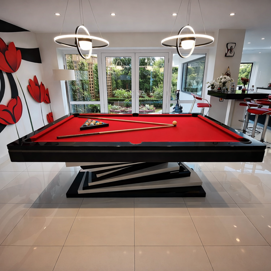 Pool Table Built for Tournament Play, 3-Piece Slate, Worsted Cloth, Concealed Pockets