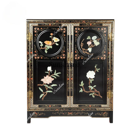 New Chinese Classical Mahogany Door Cabinet – Antique Style Storage Credenza