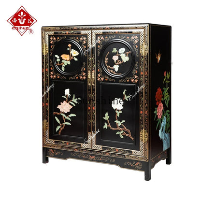 New Chinese Classical Mahogany Door Cabinet – Antique Style Storage Credenza