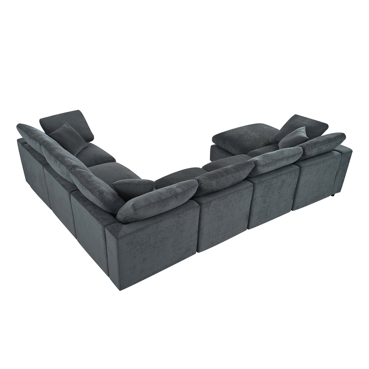 Extra Large Modular Sectional Sofa with Chenille Upholstery - Gray