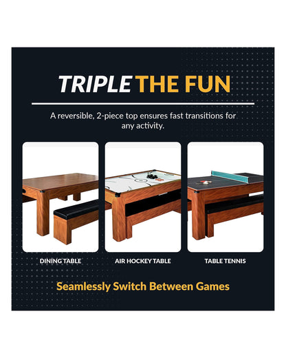 Hathaway Sherwood 7-ft Air Hockey & Table Tennis Combo w/ Benches