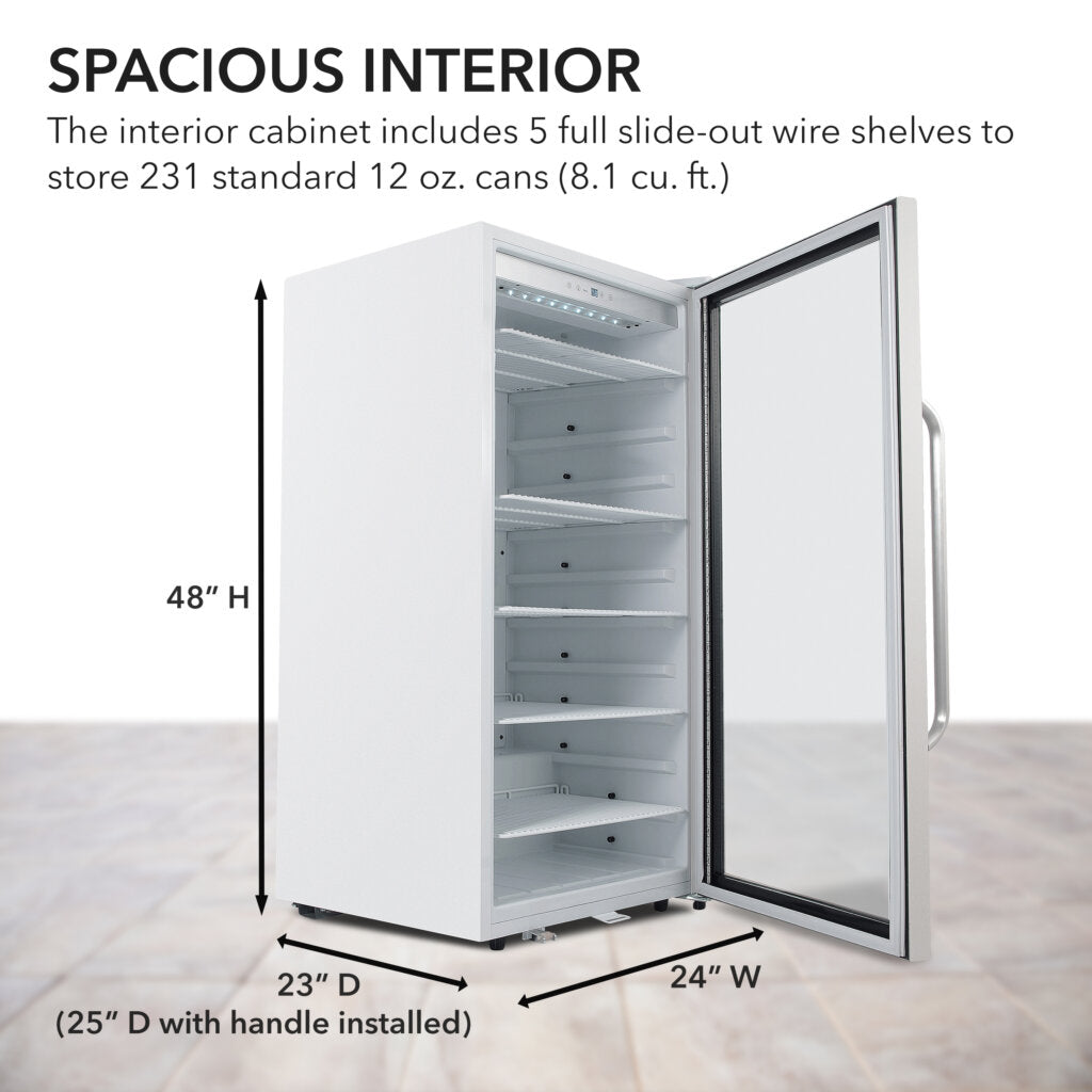 Whynter CBM-815WS/CBM-815WSa Commercial  8.1 cu. ft. Stainless Steel Commercial Beverage Merchandiser Display Refrigerator with Superlit Door and Lock – White - product image 2
