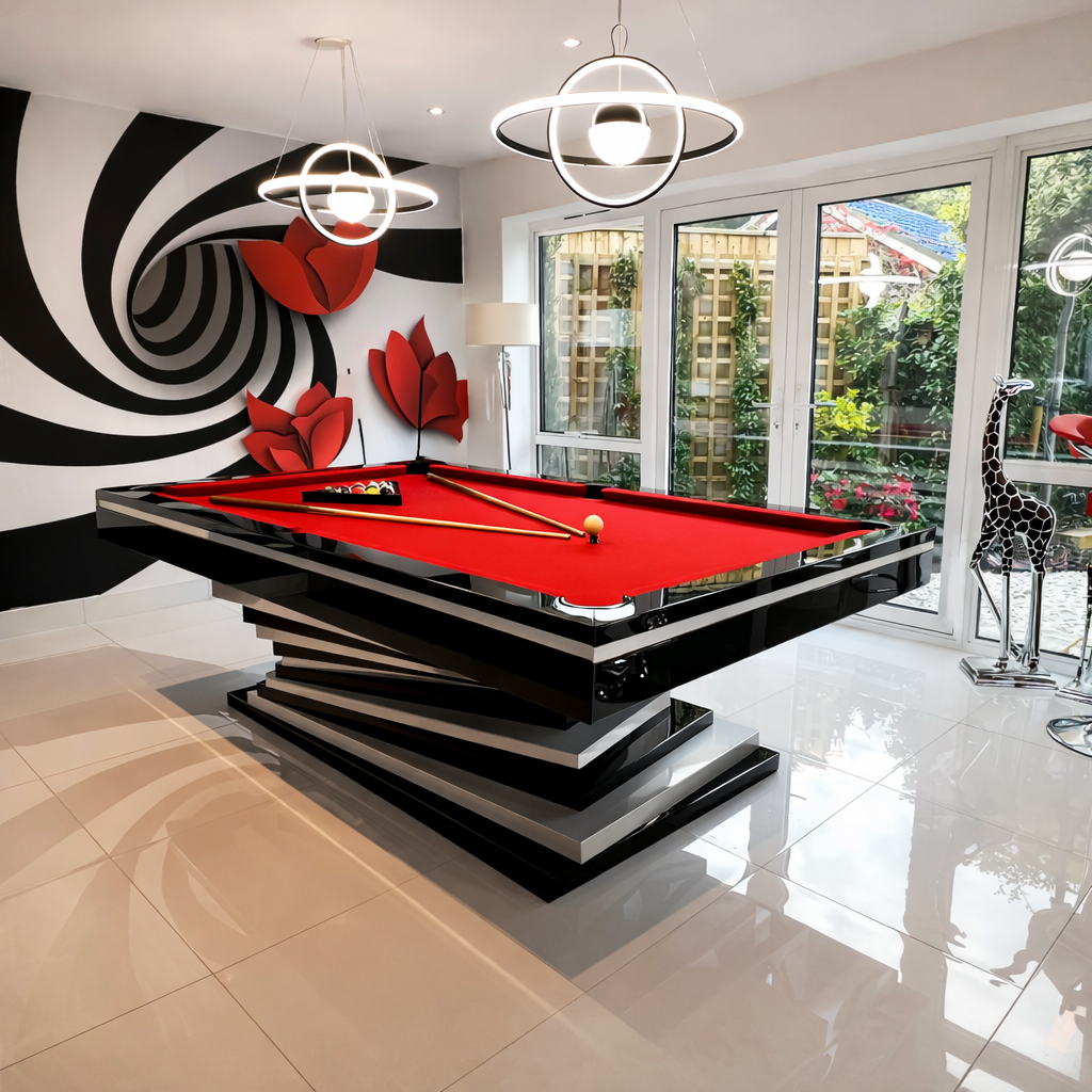 Pool Table Built for Tournament Play, 3-Piece Slate, Worsted Cloth, Concealed Pockets