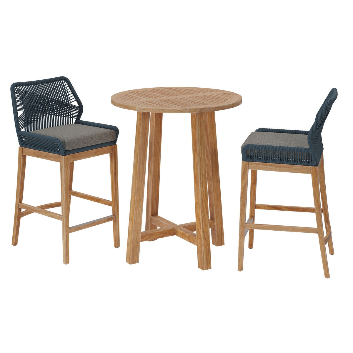 Wellspring 3-Piece Outdoor Patio Teak Wood Bar Set by Modway