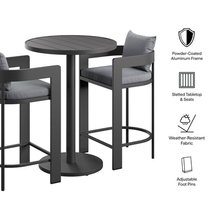 Tahoe 3-Piece Outdoor Patio Aluminum Bar Set by Modway