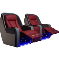 Home Theater Recliner Duo Built for Cinema Luxury, Italian Leather, LED Lighting, Wireless Charging