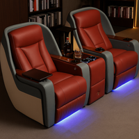 Home Theater Recliner Duo Built for Cinema Luxury, Italian Leather, LED Lighting, Wireless Charging