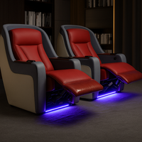Home Theater Recliner Duo Built for Cinema Luxury, Italian Leather, LED Lighting, Wireless Charging