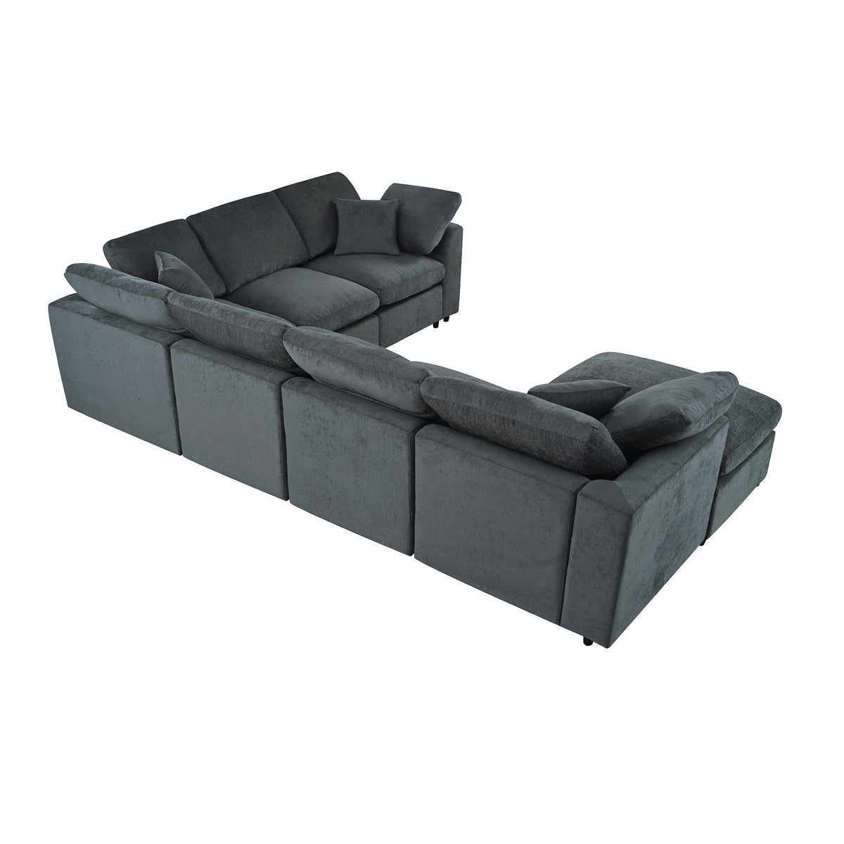 Extra Large Modular Sectional Sofa with Chenille Upholstery - Gray