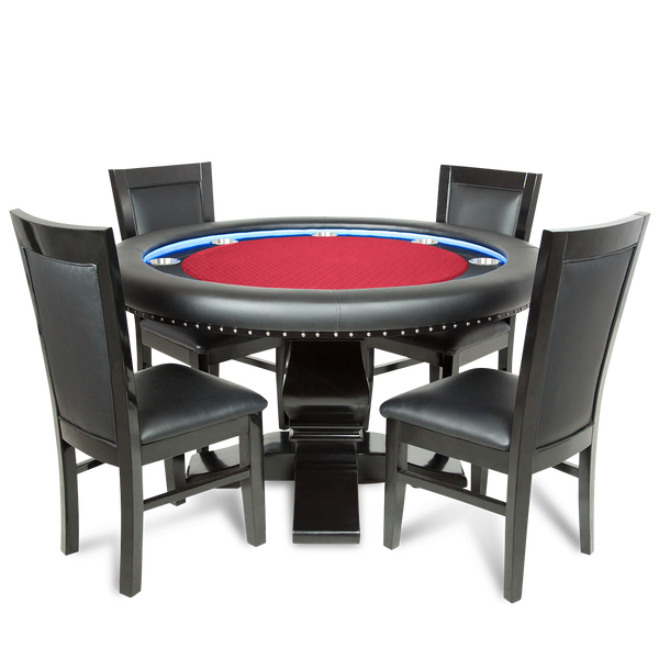 Ginza LED Round Poker Table w/ 4 Matching Dining Chairs
