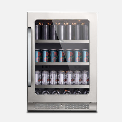 Whynter BSR-140SB 24 inch Built-ln 140 Cans Undercounter Stainless Steel Beverage Fridge with Reversible Door, Digital Control, Lock, and Carbon Filter - front view