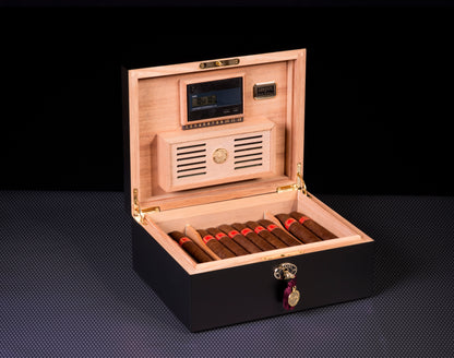 Daniel Marshall Ambiente by DM Humidor - 65 Cigar Capacity - Black Matte - open