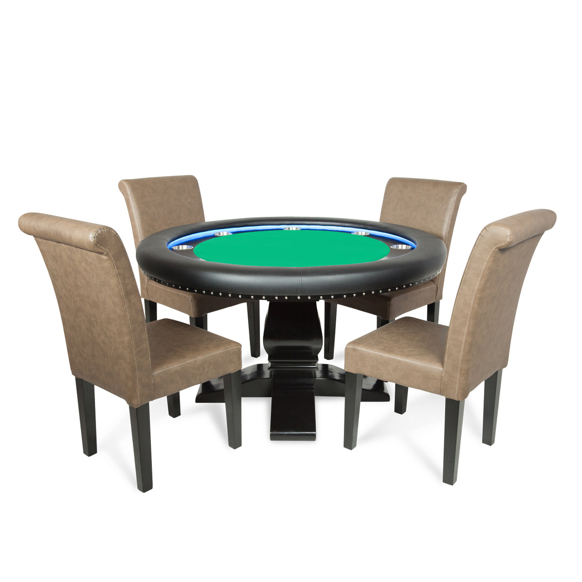 Ginza LED Round Poker Table - Green Velveteen