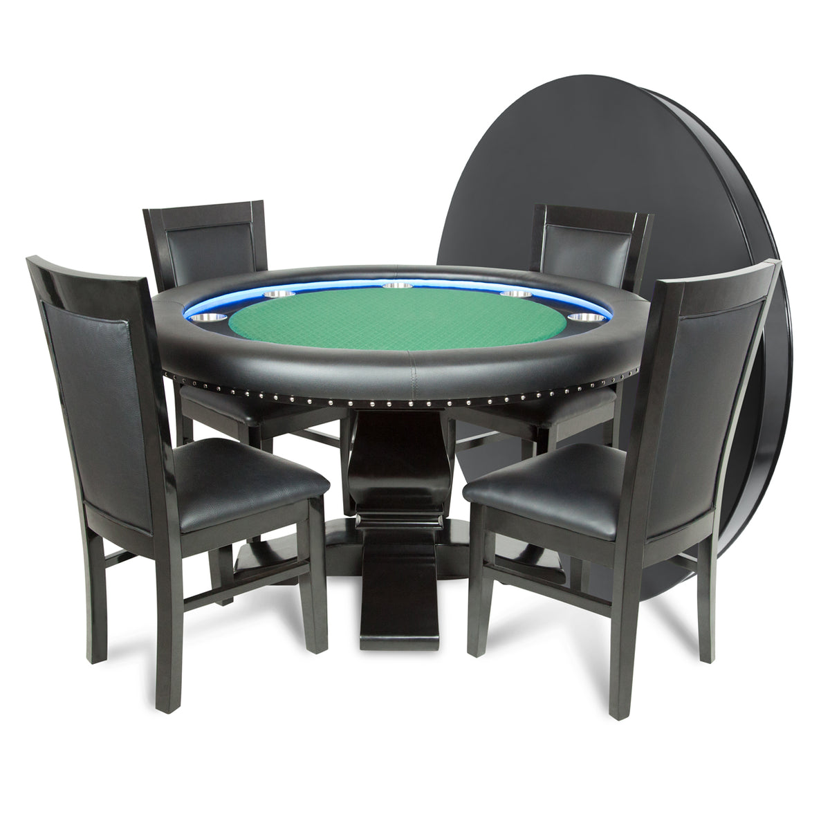 Ginza LED Round Poker Table w/ Round Dining Top - Green Suited Speed