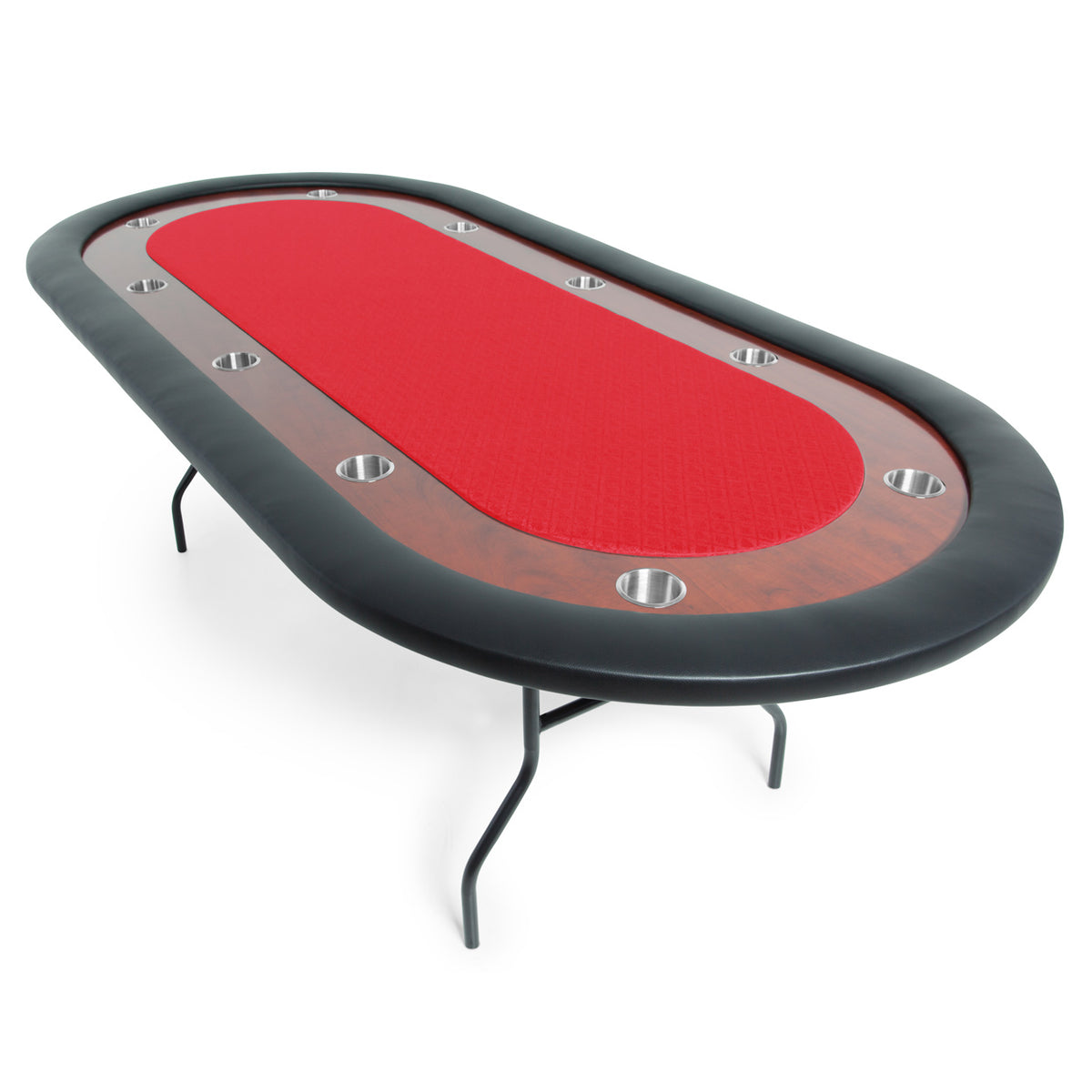 Ultimate Poker Table - 92" Folding Leg Poker Table (Mahogany) - Red Suited Speed