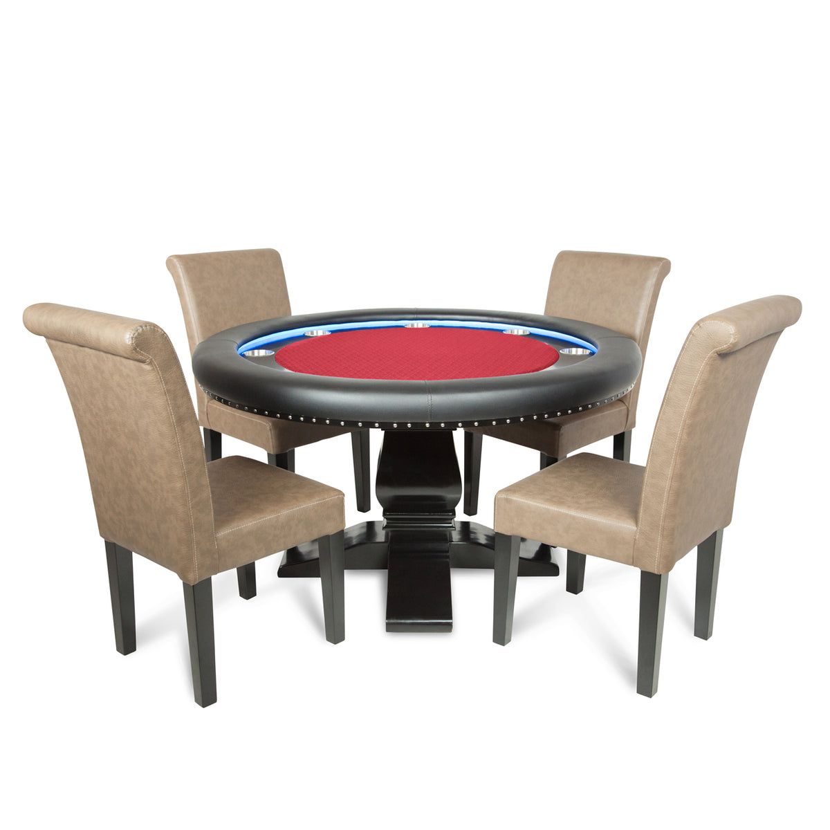 Ginza LED Round Poker Table - Red Suited Speed