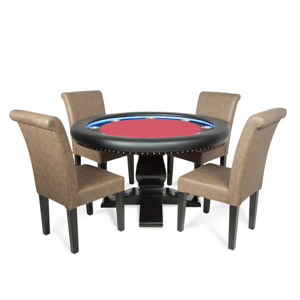 Ginza LED Round Poker Table - Red Velveteen