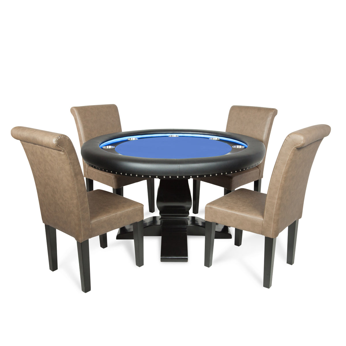 Ginza LED Round Poker Table - Blue Velveteen
