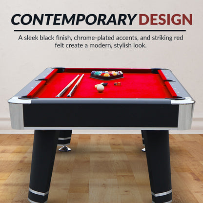 Hathaway Jupiter 7-ft Pool Table - Black with Red Felt