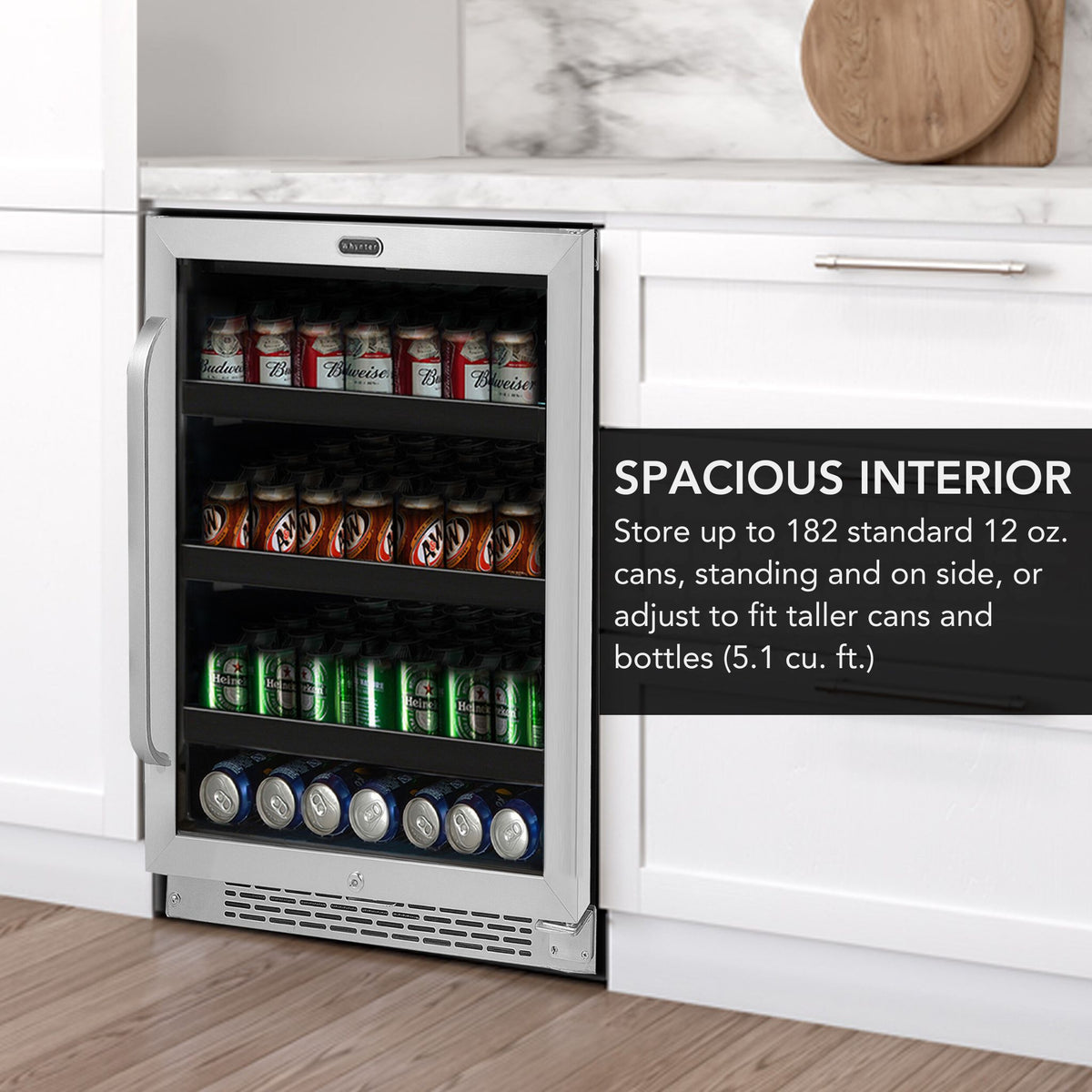 Whynter BBR-148SB 24 inch Built-In 140 Can Undercounter Stainless Steel Beverage Refrigerator cooler with Reversible Door, Digital Control, Lock and Carbon Filter - product image 4