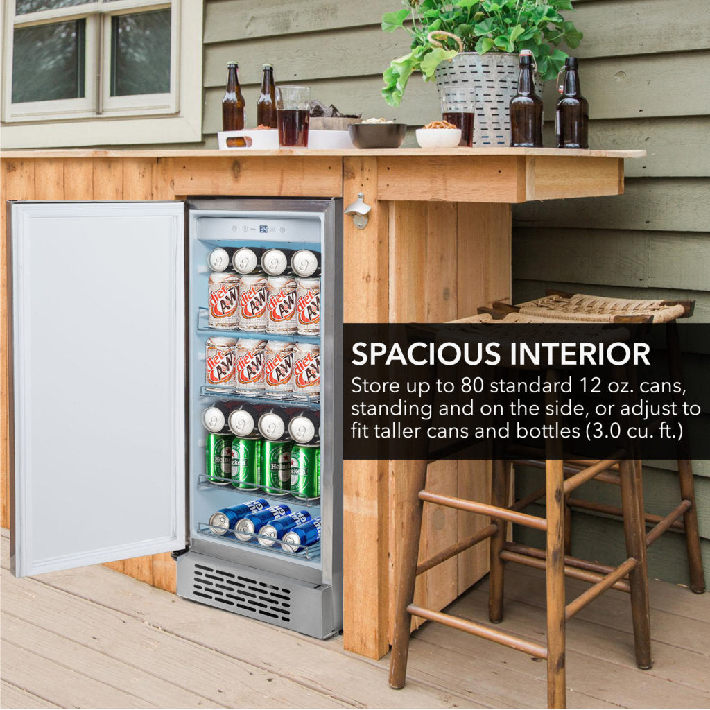 Whynter BOR-326FS 15" Built-In Energy Star 3.0 cu. ft. Indoor/Outdoor Beverage Refrigerator Cooler Weather Proof in Stainless Steel - product image 5