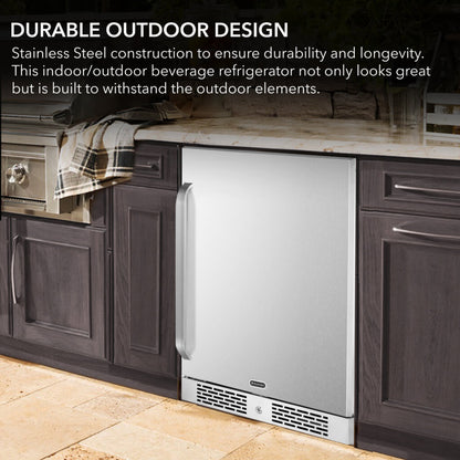 Whynter BOR-53024-SSW/BOR-53024-SSWa 24" Built-In Energy Star 5.3 cu. ft. Indoor/Outdoor Beverage Refrigerator Cooler Weather Proof in Stainless Steel with Lock and Optional Caster Wheels - product image 3