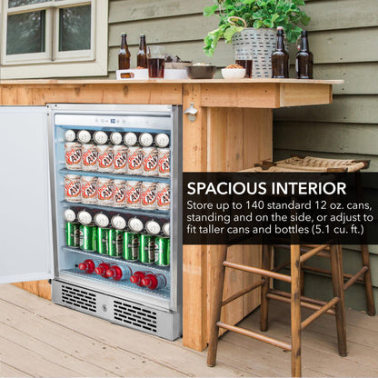 Whynter BOR-53024-SSW/BOR-53024-SSWa 24" Built-In Energy Star 5.3 cu. ft. Indoor/Outdoor Beverage Refrigerator Cooler Weather Proof in Stainless Steel with Lock and Optional Caster Wheels - product image 2