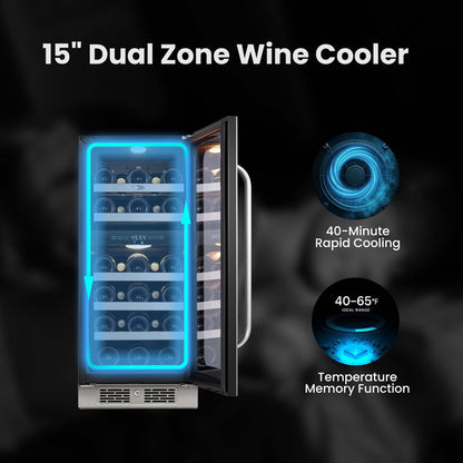 Whynter BSR-029DW 15 inch Built-ln 29 Bottle Undercounter Stainless Steel Wine Fridge with Reversible Door, Digital Control, Lock, and Carbon Filter - product image 3