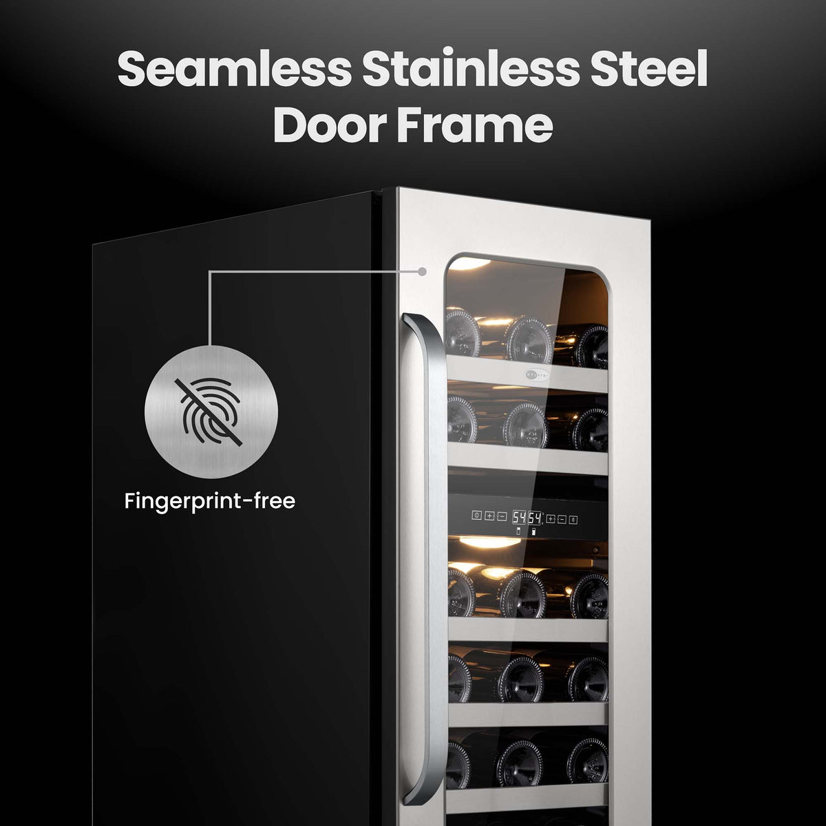 Whynter BSR-029DW 15 inch Built-ln 29 Bottle Undercounter Stainless Steel Wine Fridge with Reversible Door, Digital Control, Lock, and Carbon Filter - product image 4
