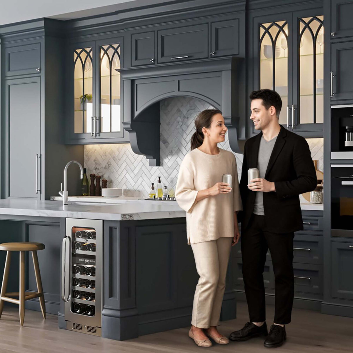 Whynter BSR-029DW 15 inch Built-ln 29 Bottle Undercounter Stainless Steel Wine Fridge with Reversible Door, Digital Control, Lock, and Carbon Filter - product image 2