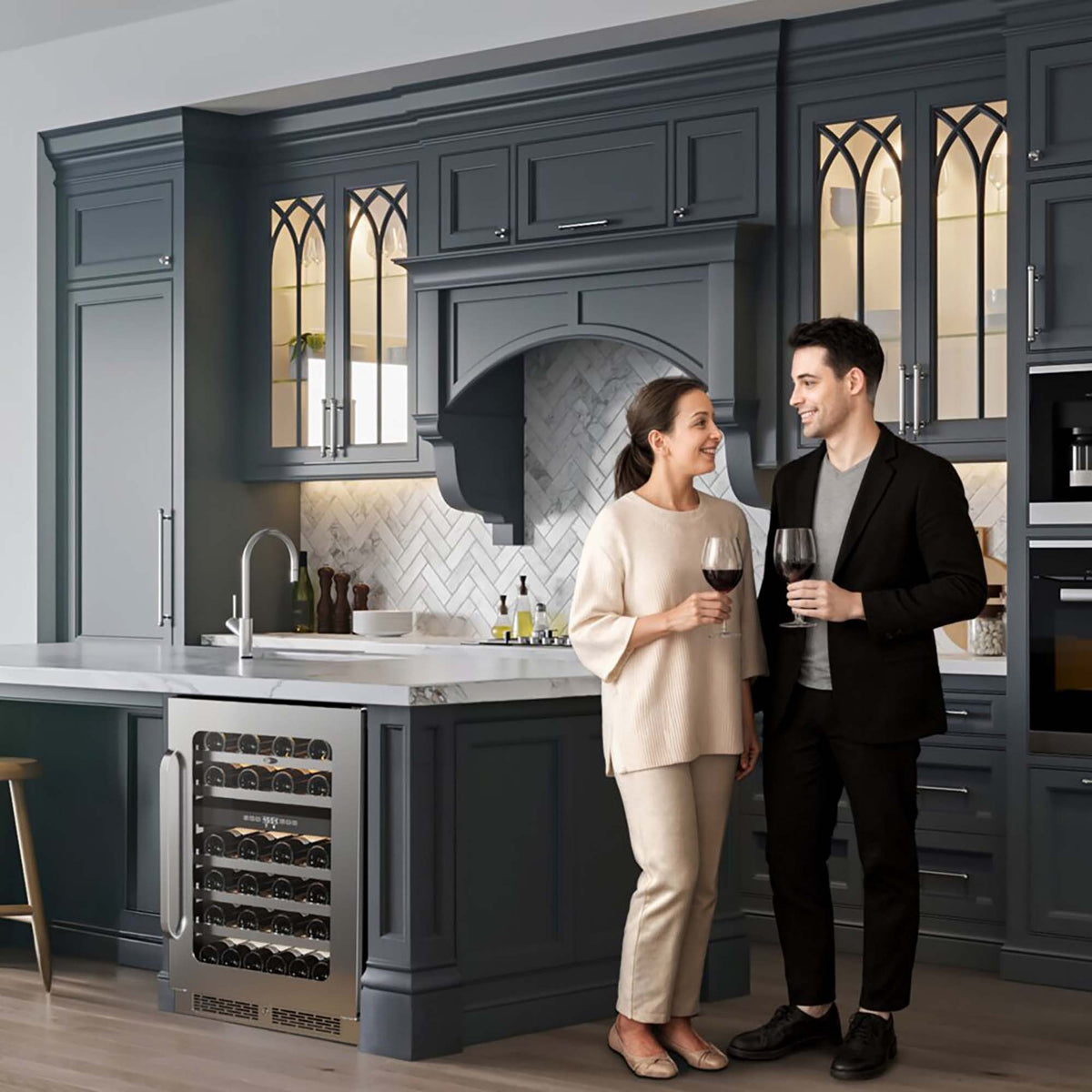 Whynter BSR-046DW 24 inch Built-ln 46 Bottle Undercounter Stainless Steel Wine Fridge with Reversible Door, Digital Control, Lock, and Carbon Filter - product image 2