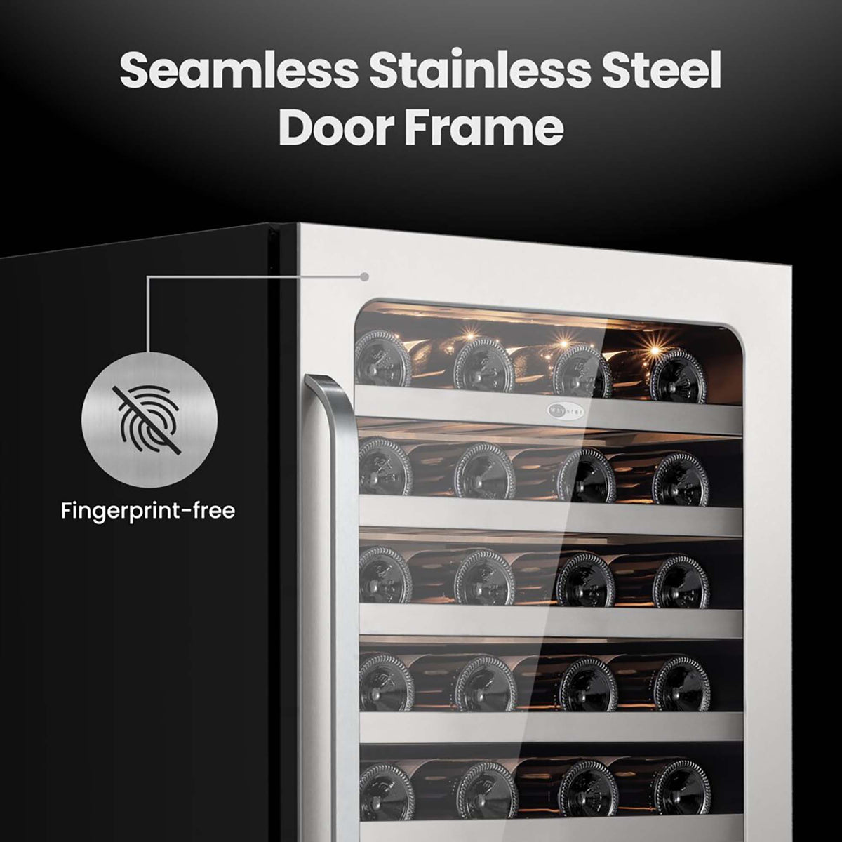 Whynter BSR-054SW 24 inch Built-ln 54 Bottle Undercounter Stainless Steel Wine Fridge with Reversible Door, Digital Control, Lock, and Carbon Filter - product image 4