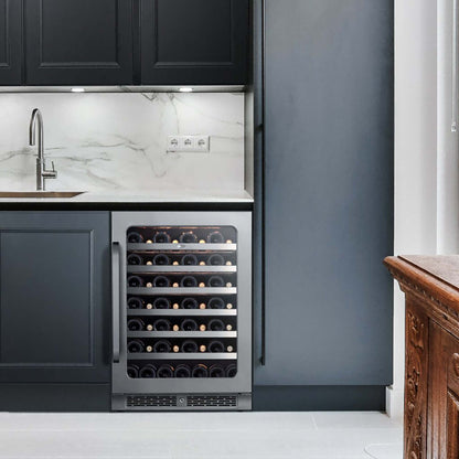 Whynter BSR-054SW 24 inch Built-ln 54 Bottle Undercounter Stainless Steel Wine Fridge with Reversible Door, Digital Control, Lock, and Carbon Filter - front view