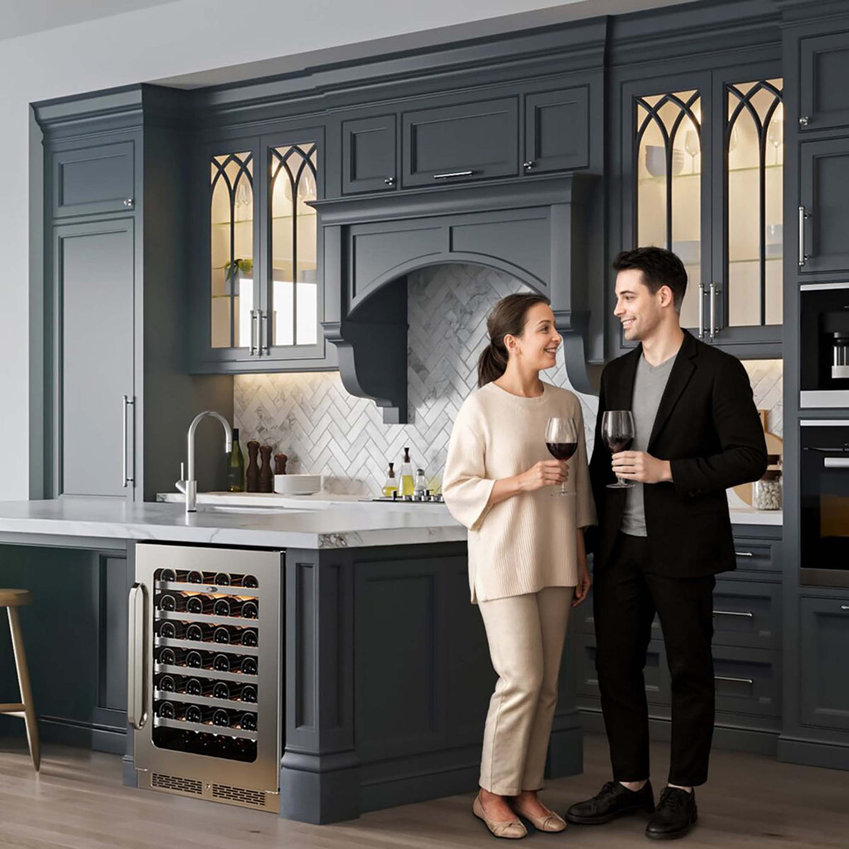 Whynter BSR-054SW 24 inch Built-ln 54 Bottle Undercounter Stainless Steel Wine Fridge with Reversible Door, Digital Control, Lock, and Carbon Filter - product image 2