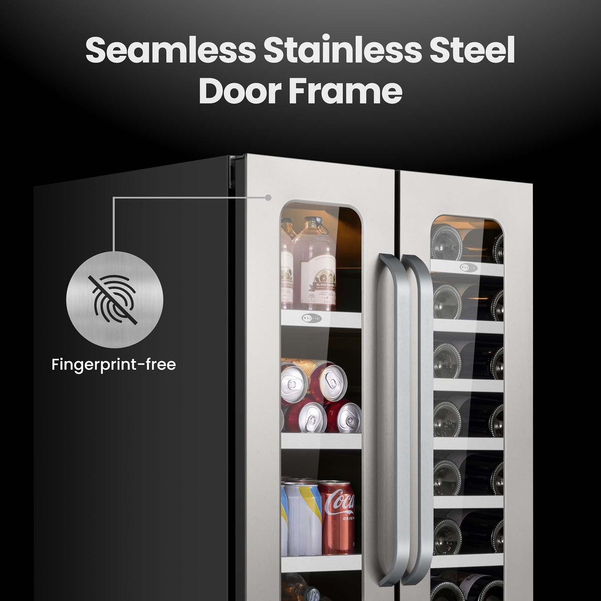 Whynter BSR-6020FDS 24 inch Built-ln Wine Fridge 20 Bottles & 60 Cans Undercounter Stainless Steel Wine Refrigerator with Digital Control, Lock, and Carbon Filter - product image 4