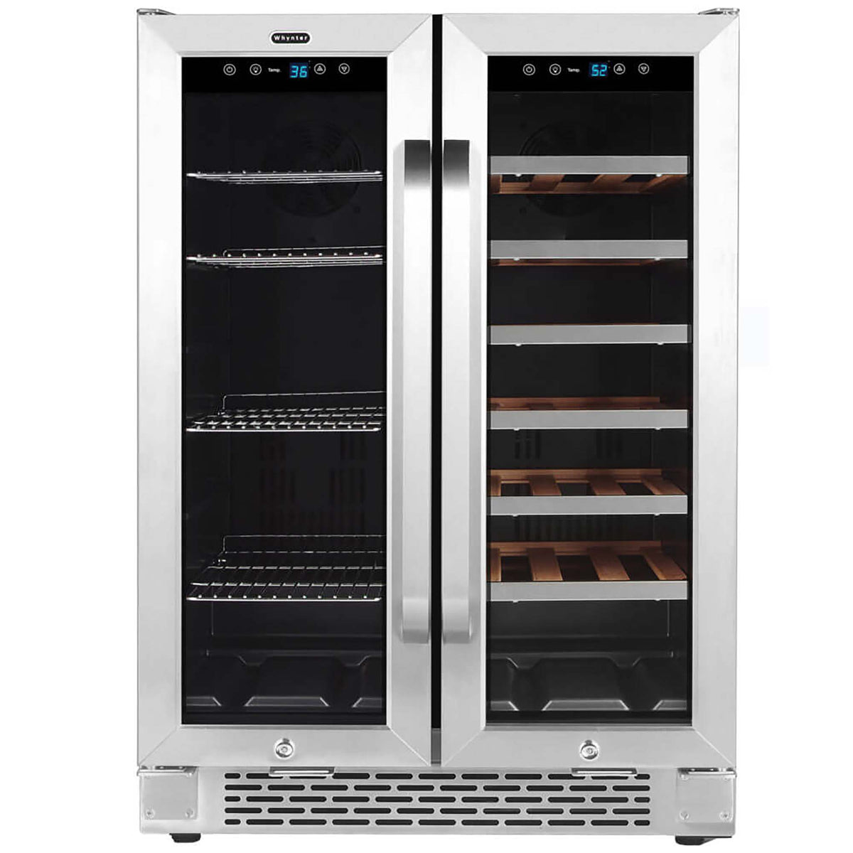 Whynter BWB-2060FDS/BWB-2060FDSa 24″ Built-In French Door Dual Zone 20 Bottle Wine Refrigerator 60 Can Beverage Center - product image 3