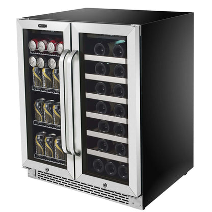 Whynter BWB-3388FDS/BWB-3388FDSa 30″ Built-In French Door Dual Zone 33 Bottle Wine Refrigerator 88 Can Beverage Center - product image 3