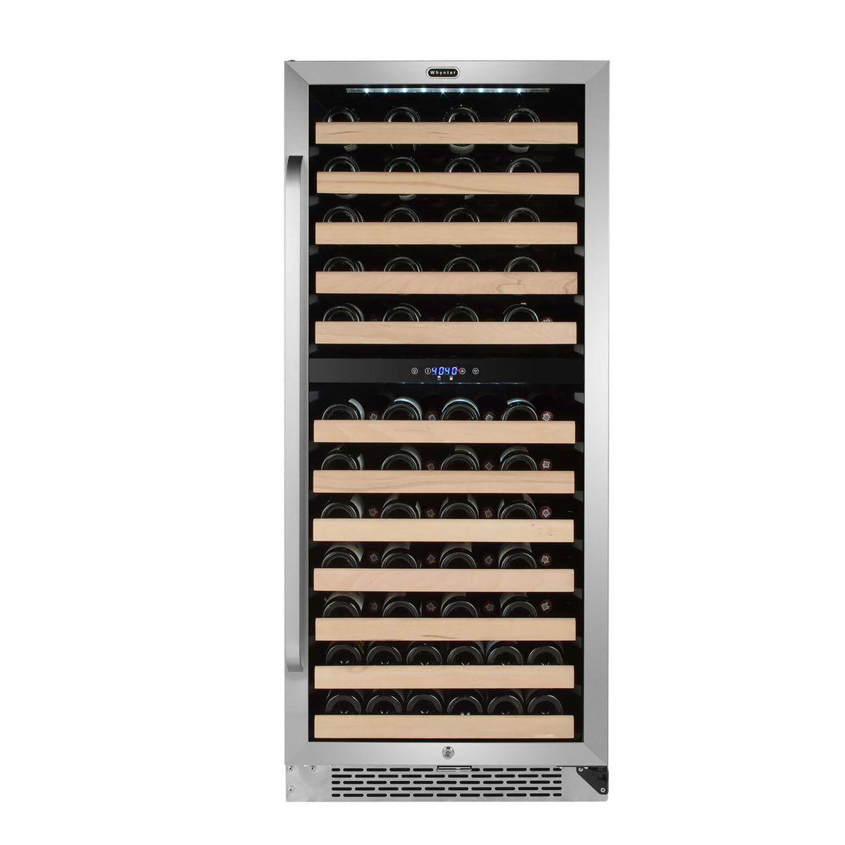 Whynter BWR-0922DZ/BWR-0922DZa 24" 92 Bottle Built-in Large Capacity Stainless Steel Dual Zone Compressor Wine Refrigerator with Display Rack and LED display - front view