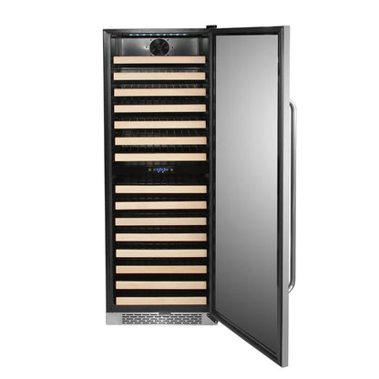 Whynter BWR-1642DZ/BWR-1642DZa 24" 164 Bottle Large Capacity Built-in Stainless Steel Dual Zone Compressor Wine Refrigerator with Display Rack and LED display - front view