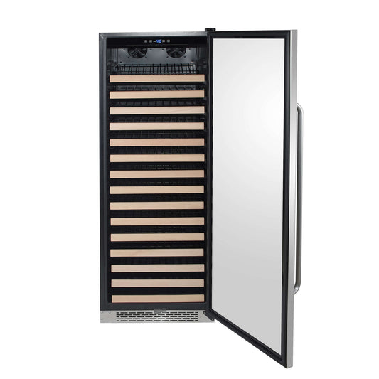 Whynter BWR-1662SD/BWR-1662SDa 24" 166 Bottle Large Capacity Built-in Stainless Steel Compressor Wine Refrigerator with Display Rack and LED display - front view