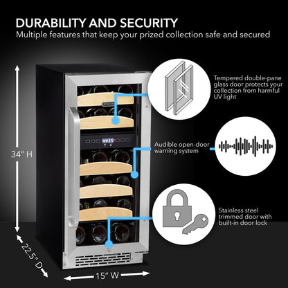 Whynter BWR-281DZ/BWR-281DZa 28 bottle Dual Temperature Zone Built-In Wine Refrigerator - product image 3