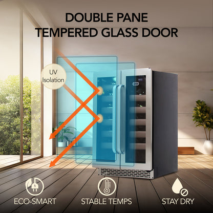 Whynter BWR-401DS Elite 40 Bottle Seamless Stainless Steel Door Dual Zone Built-in Wine Refrigerator - product image 2