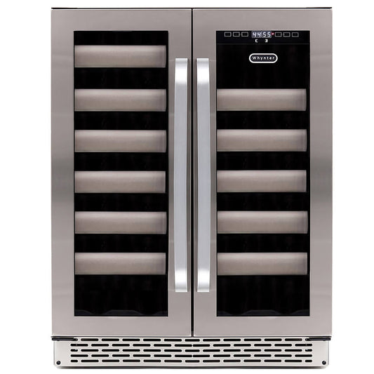 Whynter BWR-401DS Elite 40 Bottle Seamless Stainless Steel Door Dual Zone Built-in Wine Refrigerator - front view