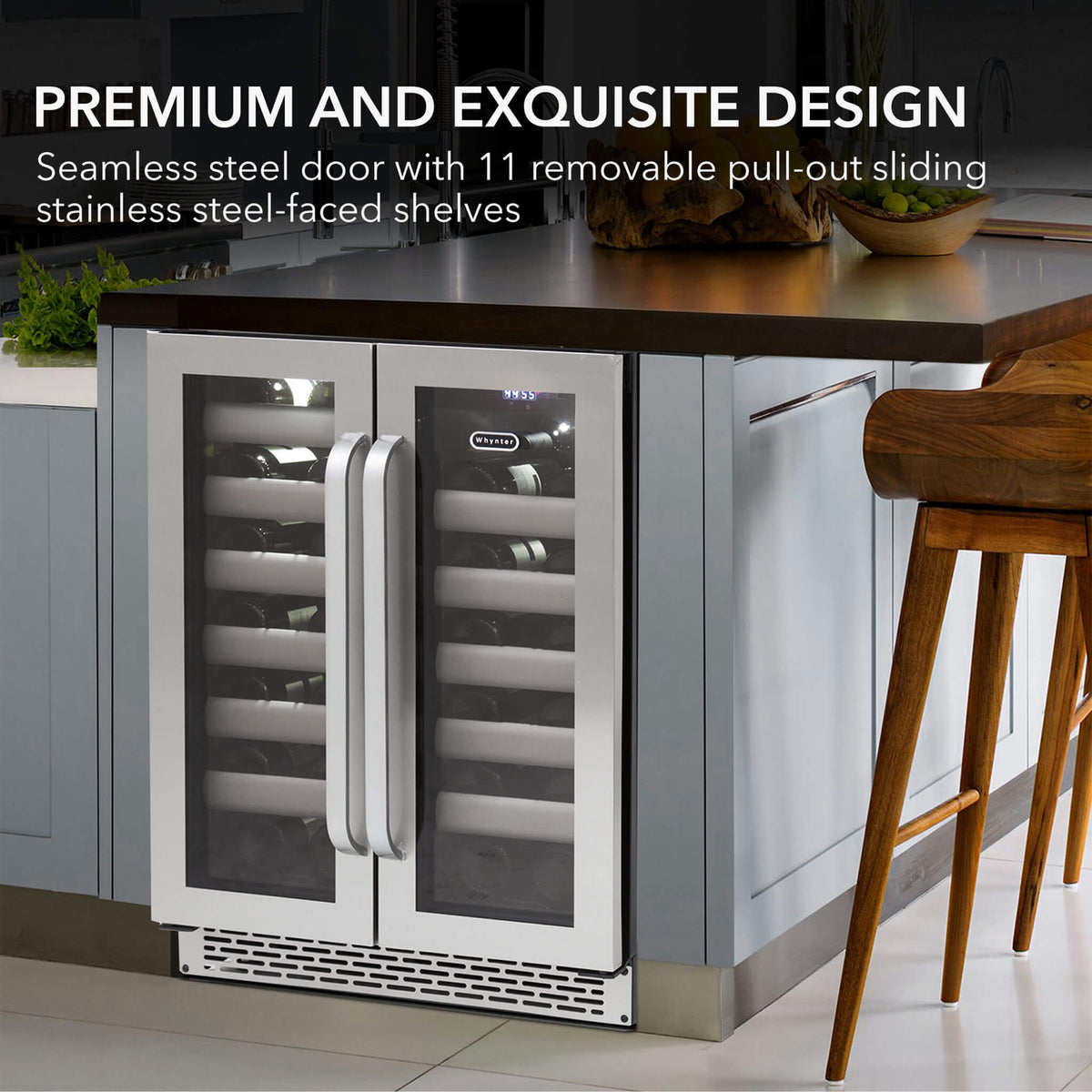 Whynter BWR-401DS Elite 40 Bottle Seamless Stainless Steel Door Dual Zone Built-in Wine Refrigerator - product image 4