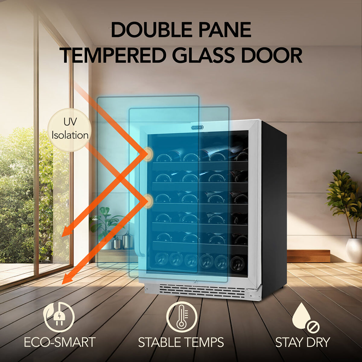 Whynter BWR-408SB 24 inch Built-In 46 Bottle Undercounter Stainless Steel Wine Refrigerator with Reversible Door, Digital Control, Lock, and Carbon Filter - product image 5