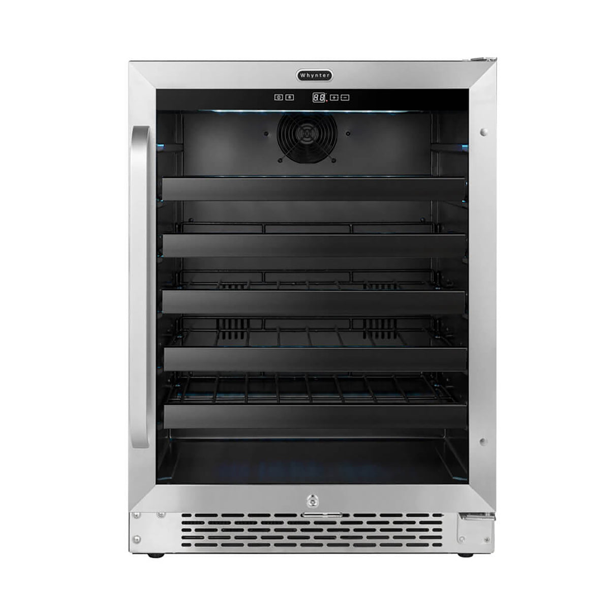 Whynter BWR-408SB 24 inch Built-In 46 Bottle Undercounter Stainless Steel Wine Refrigerator with Reversible Door, Digital Control, Lock, and Carbon Filter - front view