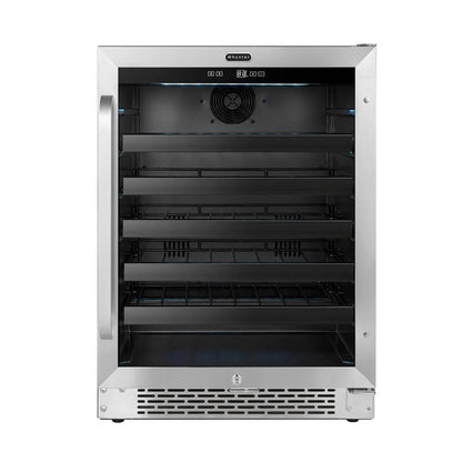 Whynter BWR-408SB 24 inch Built-In 46 Bottle Undercounter Stainless Steel Wine Refrigerator with Reversible Door, Digital Control, Lock, and Carbon Filter - front view